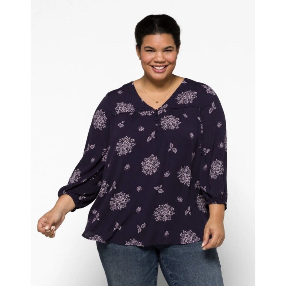 SKIES ARE BLUE Plus Size 2X Boho Lorinda Embroidery Floral Top NWT BOX1